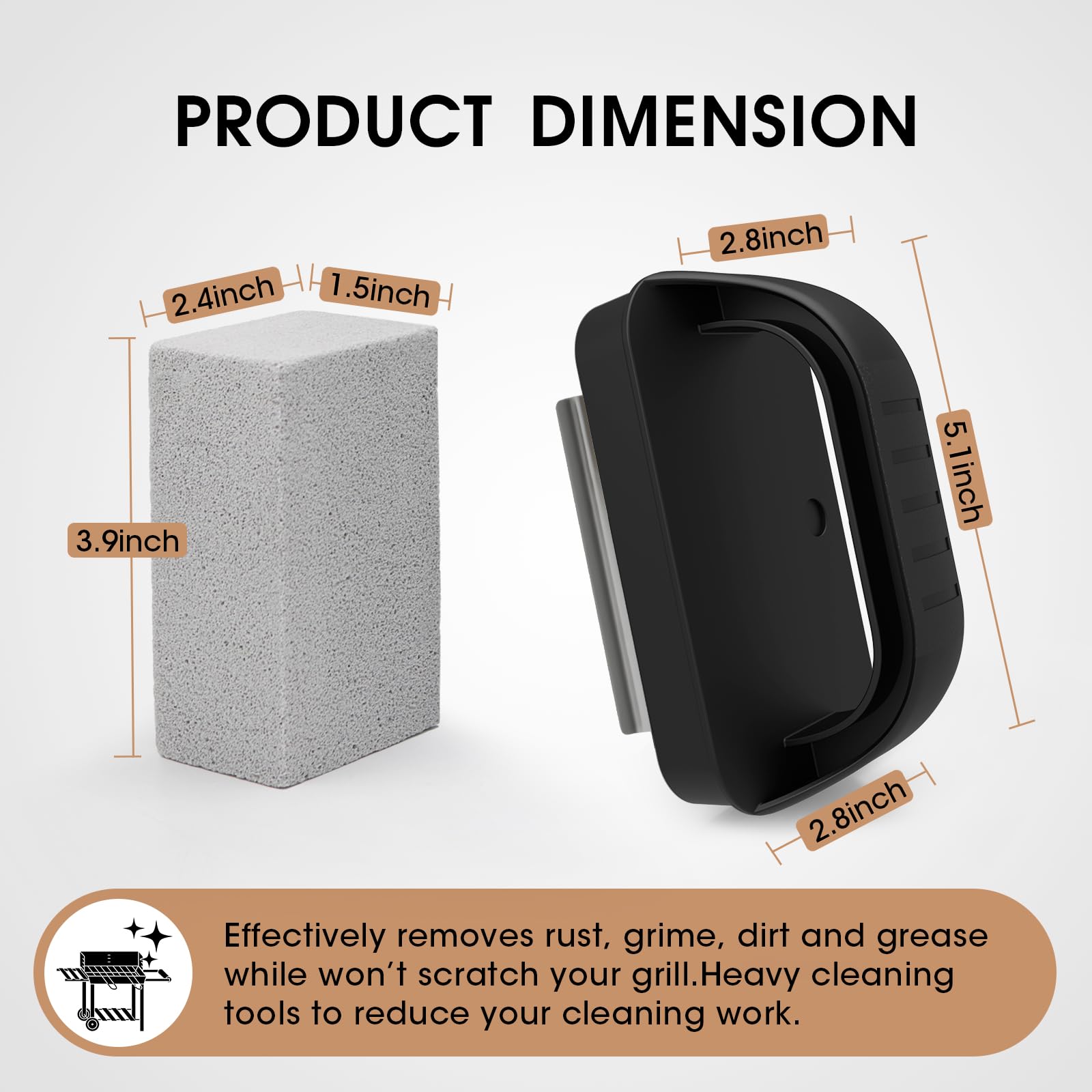 AWEASROY Heavy Duty Grill Cleaner, Grill Cleaning Bricks with Handle, Pumice Griddle Cleaning Stone Removing Stains for BBQ, Swimming Pool, Sink(4 Pack) - CookCave
