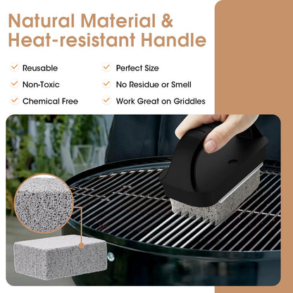 AWEASROY Heavy Duty Grill Cleaner, Grill Cleaning Bricks with Handle, Pumice Griddle Cleaning Stone Removing Stains for BBQ, Swimming Pool, Sink(4 Pack) - CookCave