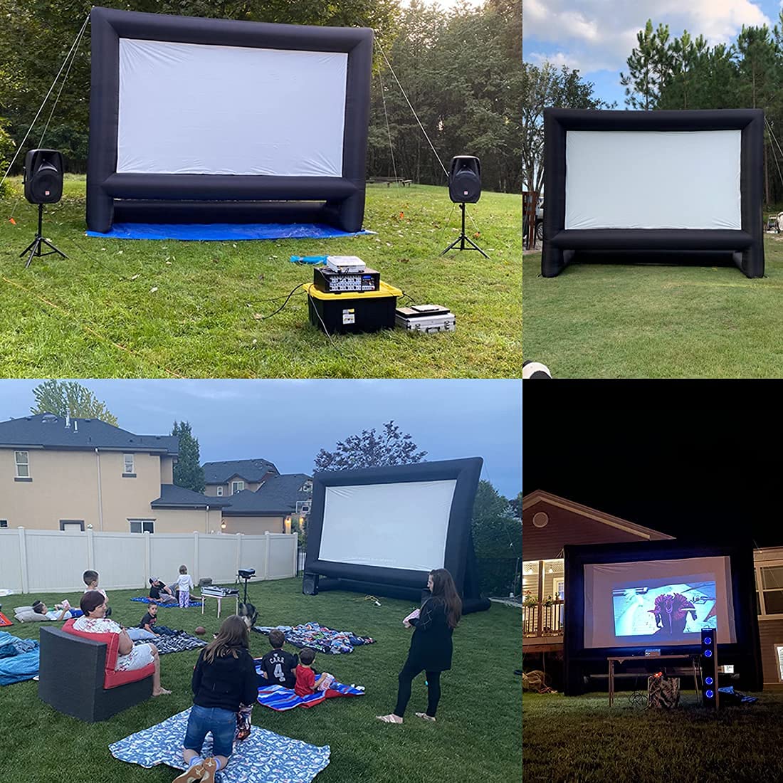 AZXRHWYGS 20 Feet Inflatable Movie Screen Outdoor Theater Blow Up Projection Screen with Carry Bag Blower for Front and Rear Projection Home Theater Backyard Pool Fun - CookCave