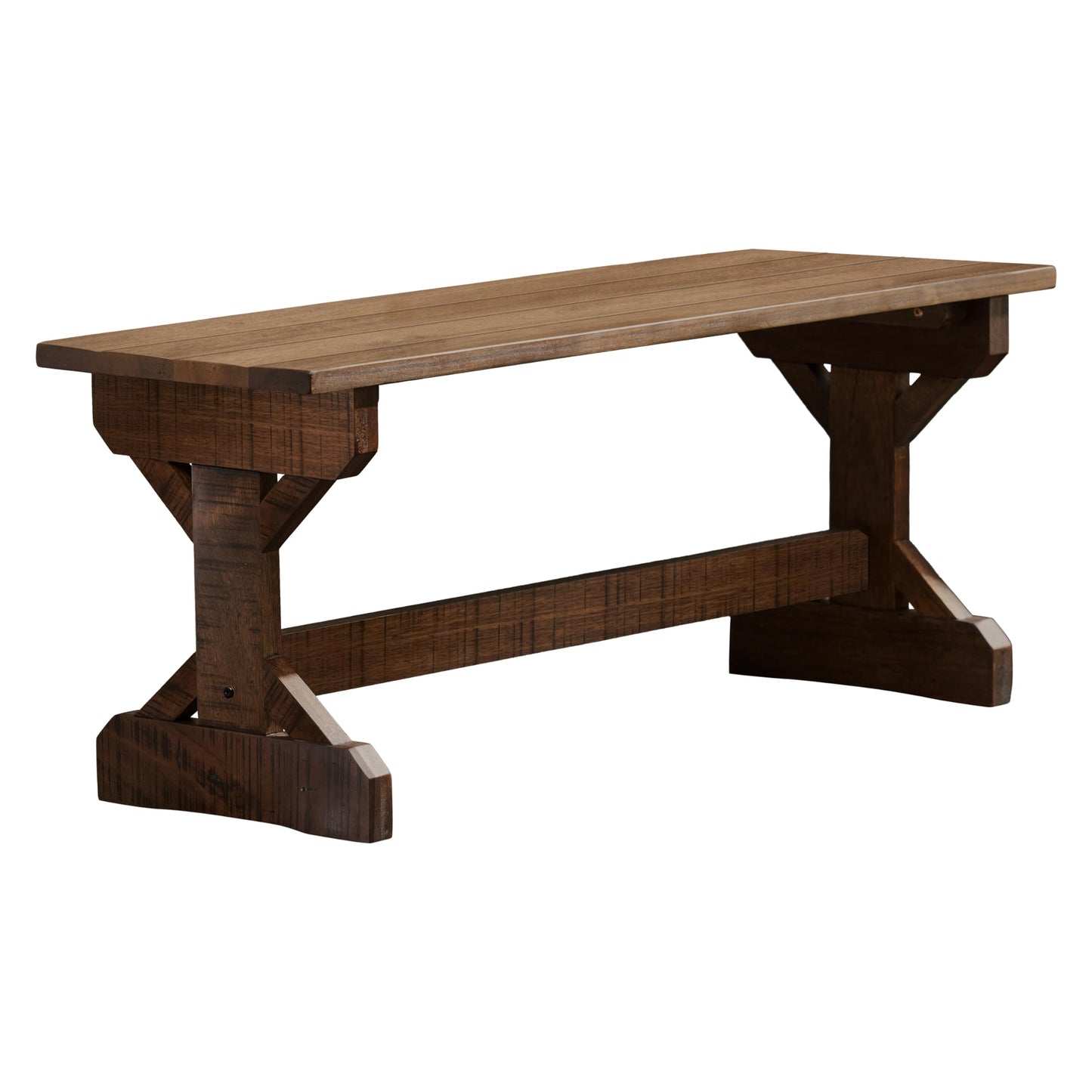 Backyard Discovery 46" Meranti Wood Farmhouse Bench with Walnut Stain, Designed for Indoor and Outdoor Use, Entryway, Living Room, Garden, Patio, Porch, Deck - CookCave
