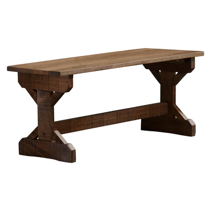 Backyard Discovery 46" Meranti Wood Farmhouse Bench with Walnut Stain, Designed for Indoor and Outdoor Use, Entryway, Living Room, Garden, Patio, Porch, Deck - CookCave