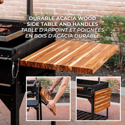Backyard Discovery Argentine Santa Maria Wood Fire & Charcoal BBQ Grill with Brasero, Adjustable Grill Grates, Fire Bricks, Heavy-Duty Steel, S-Hooks, Acacia Wood Table for Outdoor Gaucho Grilling - CookCave