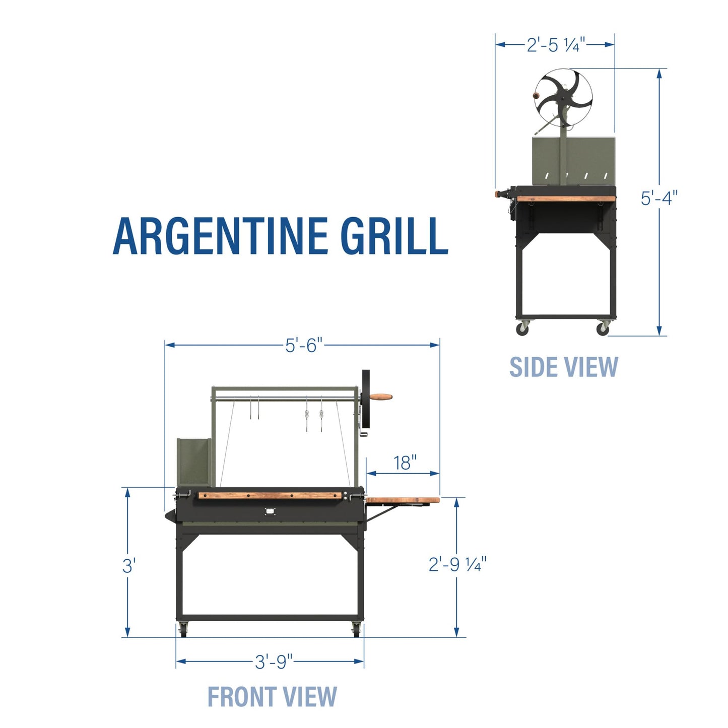Backyard Discovery Argentine Santa Maria Wood Fire & Charcoal BBQ Grill with Brasero, Adjustable Grill Grates, Fire Bricks, Heavy-Duty Steel, S-Hooks, Acacia Wood Table for Outdoor Gaucho Grilling - CookCave