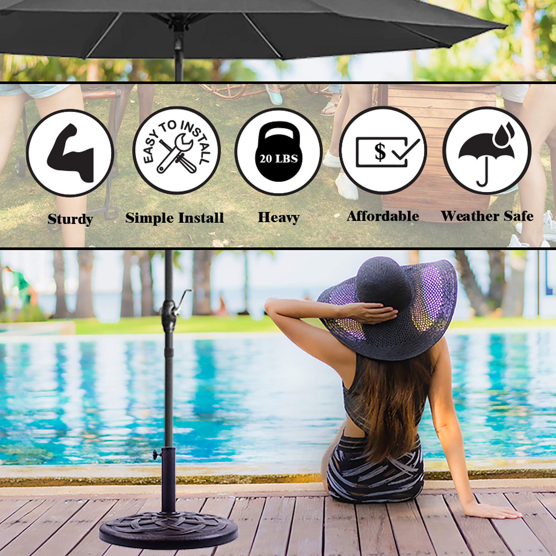 BACKYARD EXPRESSIONS PATIO · HOME · GARDEN 911554 21 Pound Umbrella Base, Bronze - CookCave