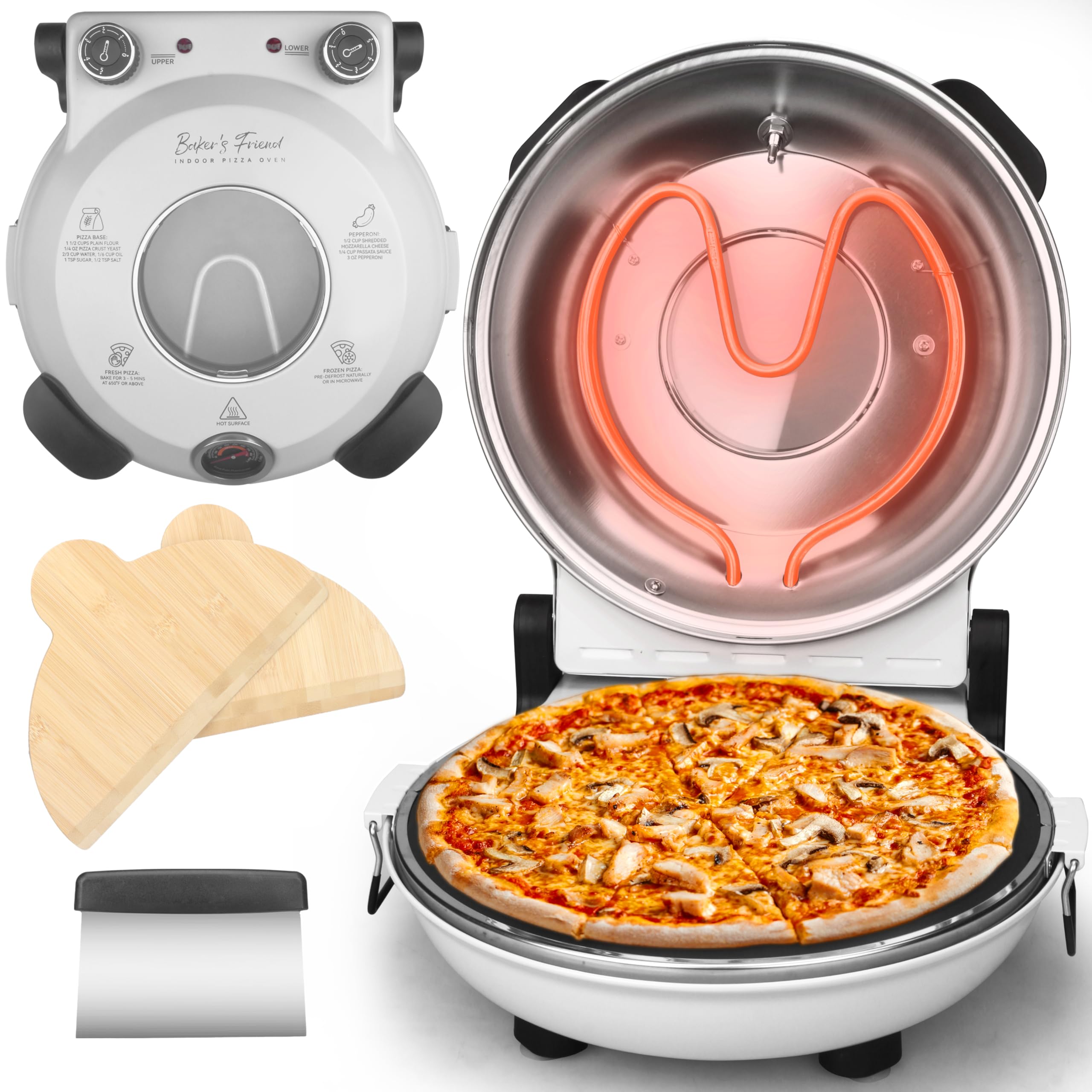 Baker's Friend Electric Pizza Oven Indoor Countertop, 12 Inch Maker Ma ...