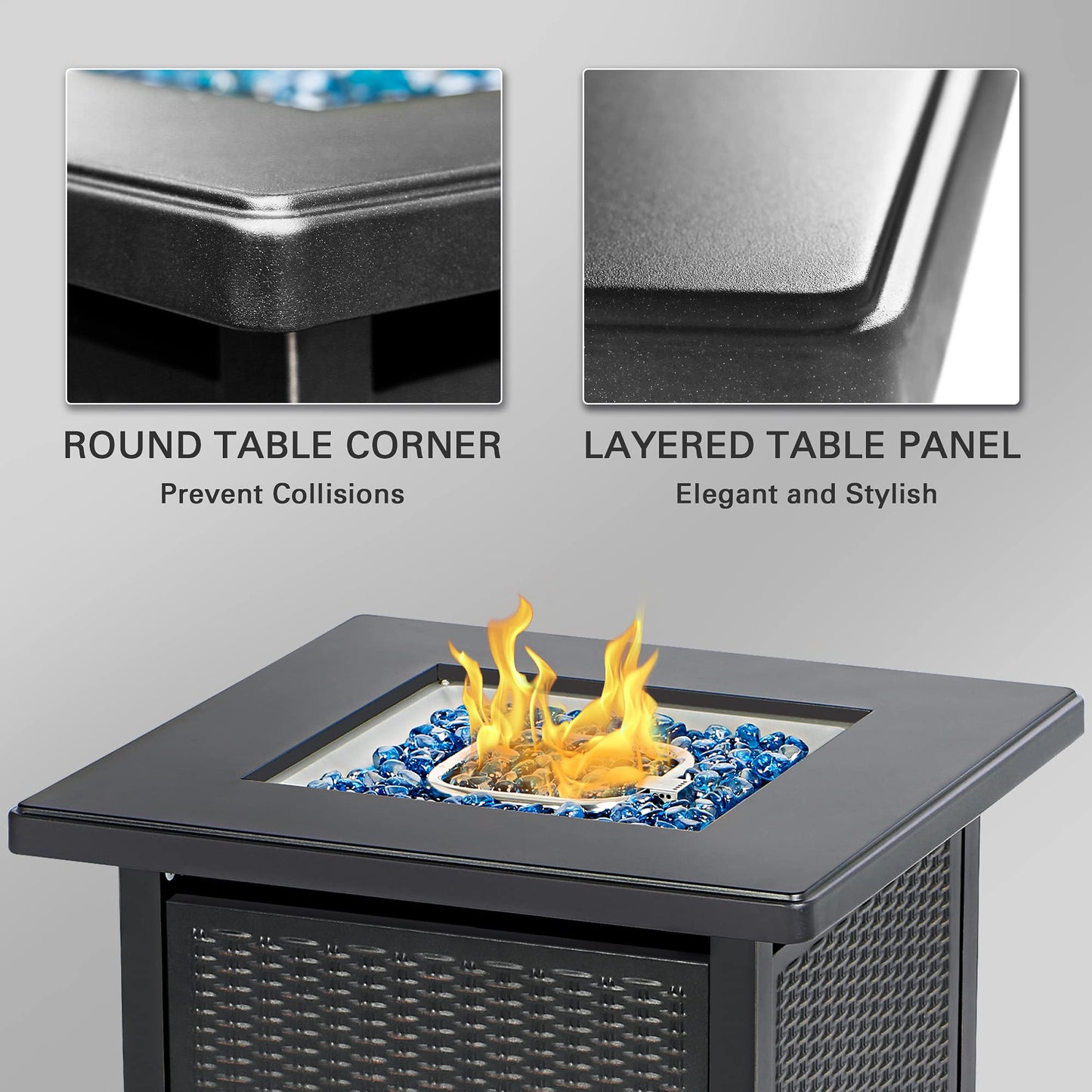 BALI OUTDOORS 50000 BTU Propane Fire Pit with Lid, 28 inch Fire Pit Table Outdoor, Black Firepits for Outside Backyard, Patio - CookCave