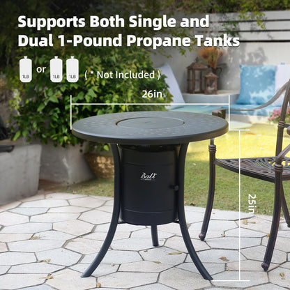 BALI OUTDOORS Dual 1-Pound Propane Fire Pit Outside, 26 inch Outdoor Fire Pit Black, Round Firepit Table for Outside Patio - CookCave