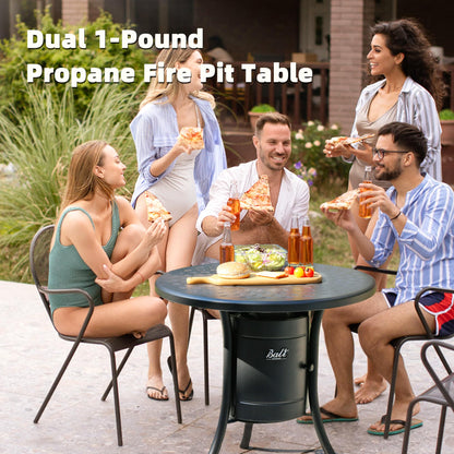 BALI OUTDOORS Dual 1-Pound Propane Fire Pit Outside, 26 inch Outdoor Fire Pit Black, Round Firepit Table for Outside Patio - CookCave