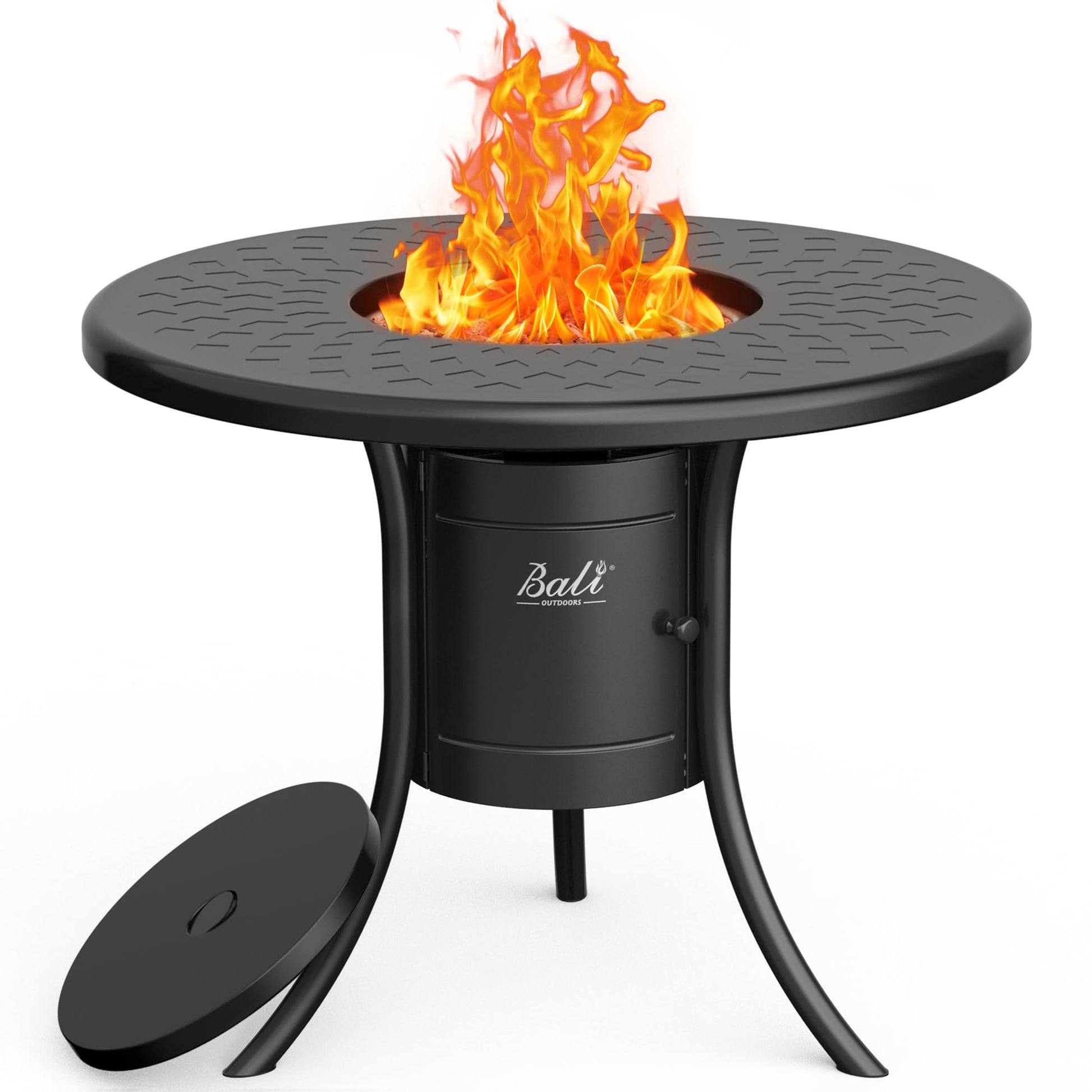 BALI OUTDOORS Dual 1-Pound Propane Fire Pit Outside, 26 inch Outdoor Fire Pit Black, Round Firepit Table for Outside Patio - CookCave