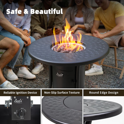 BALI OUTDOORS Dual 1-Pound Propane Fire Pit Outside, 26 inch Outdoor Fire Pit Black, Round Firepit Table for Outside Patio - CookCave