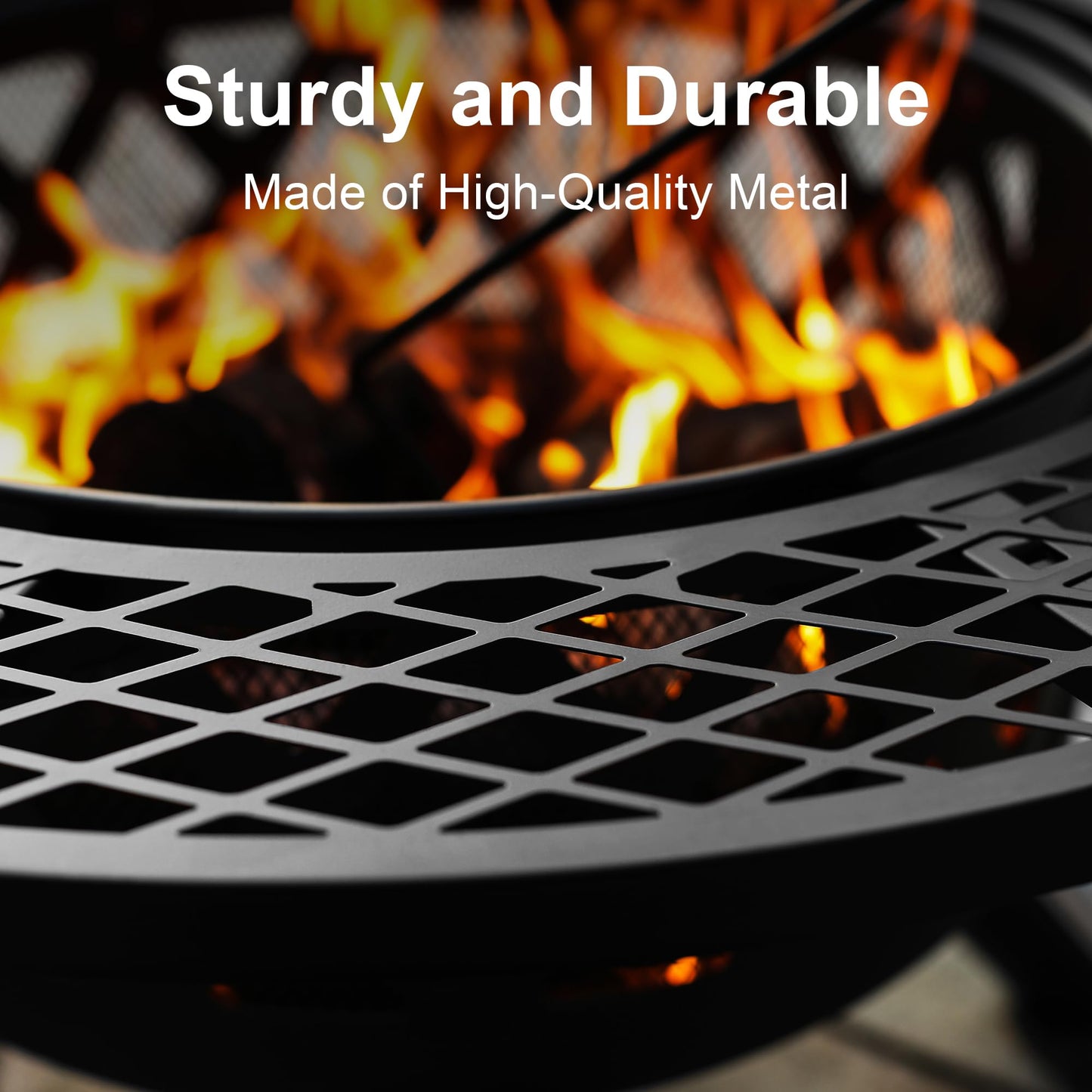 BALI OUTDOORS Fire Pit with Poker, 32 inch Outdoor Fire Pit Patio, Wood Burning Firepits for Outside with Grill - CookCave