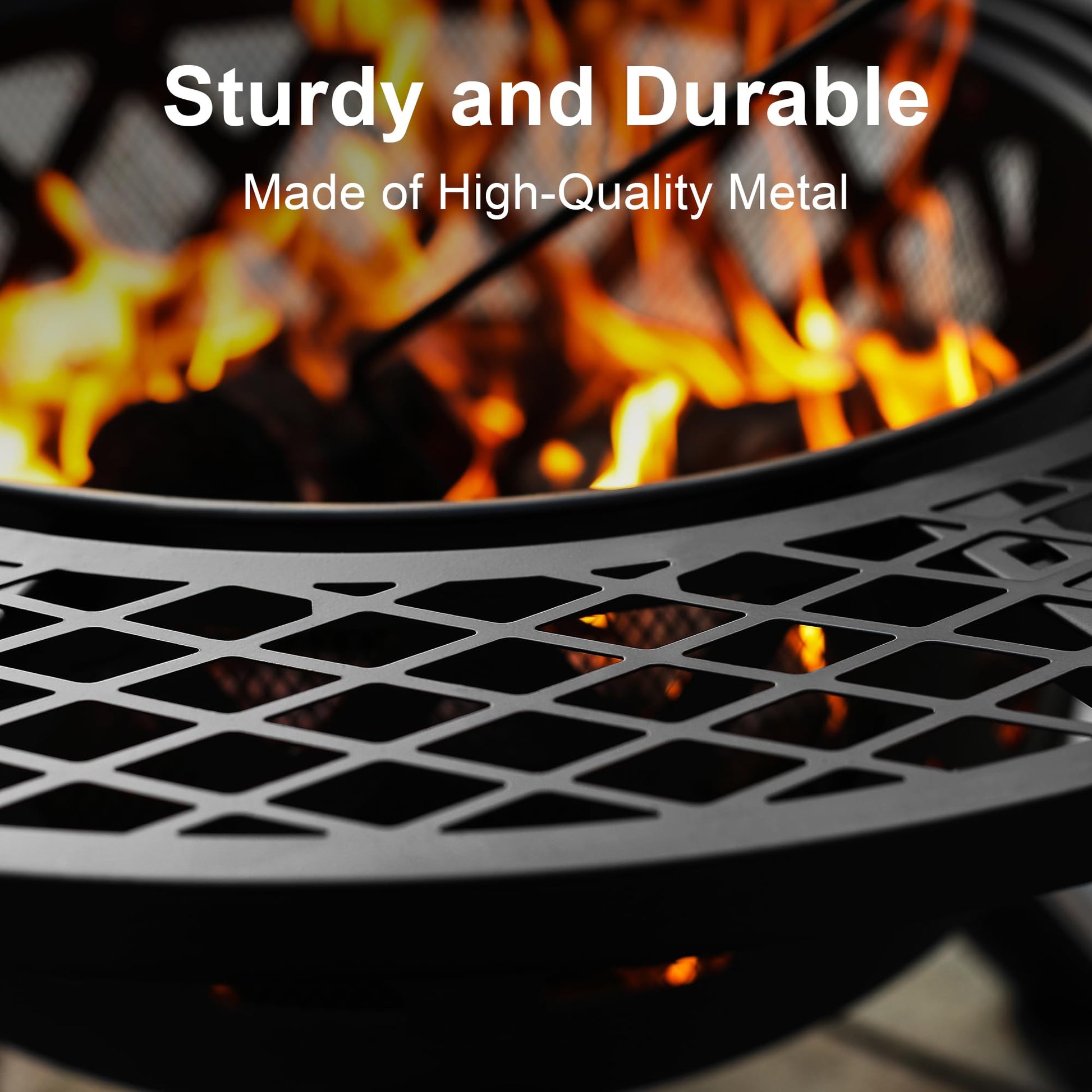 BALI OUTDOORS Fire Pit with Poker, 32 inch Outdoor Fire Pit Patio, Wood Burning Firepits for Outside with Grill - CookCave