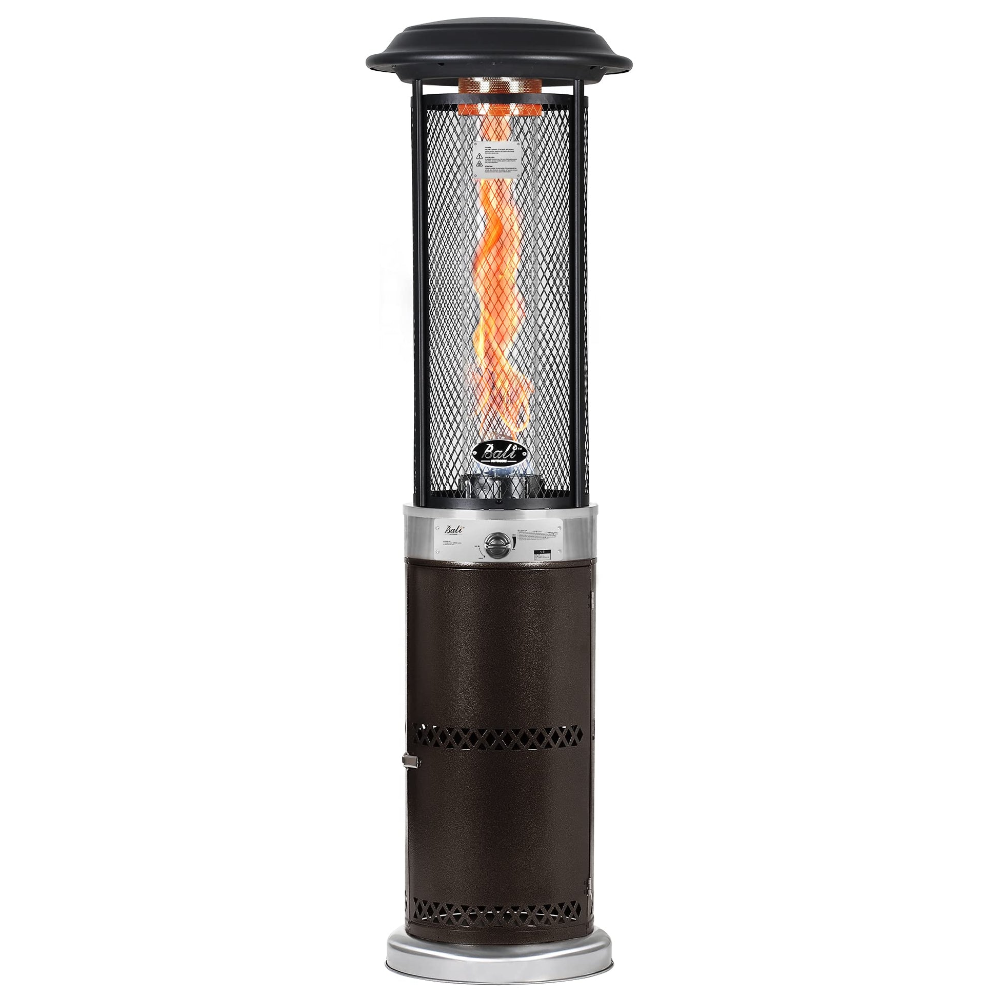 BALI OUTDOORS Propane Patio Heater, Stainless Steel Standing, 36,000 BTUs Portable Commercial Outdoor Gas Patio Heater with Glass Tube for Deck, Garden and Porch - CookCave
