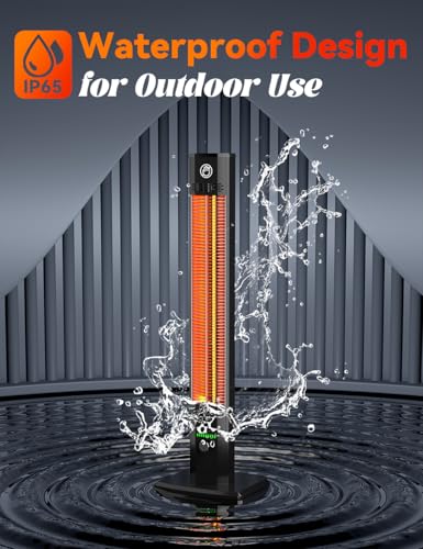 BALKO 42INCH Outdoor Heater, 9 Heat Levels & 540Min Timer, Child Safety Lock, IP65 Waterproof Garage Heater, 1500W Infrared Heating,Tip-Over & Overheat Protection, Patio Heaters for Outdoor Use Indoor - CookCave