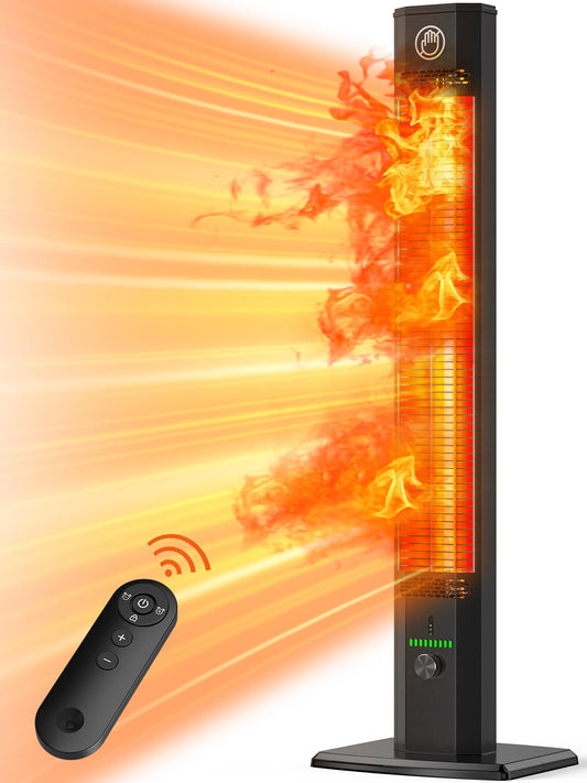 BALKO 42INCH Outdoor Heater, 9 Heat Levels & 540Min Timer, Child Safety Lock, IP65 Waterproof Garage Heater, 1500W Infrared Heating,Tip-Over & Overheat Protection, Patio Heaters for Outdoor Use Indoor - CookCave