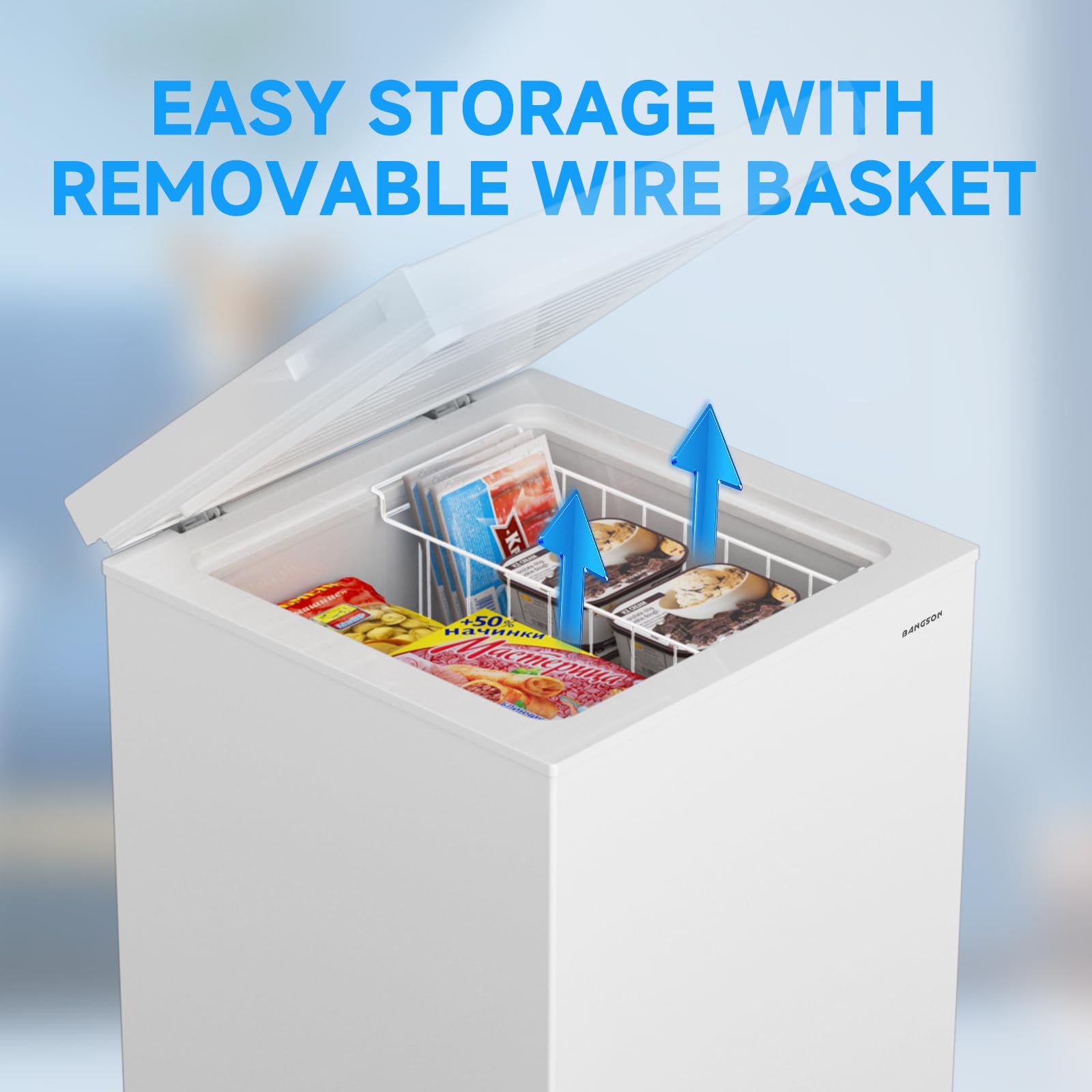 BANGSON Chest Freezer,3.5 Cu.Ft Freezer With Removable Basket,Adjustable Temperature Deep Freezer for Home/Dorms/Apartment/Office - CookCave