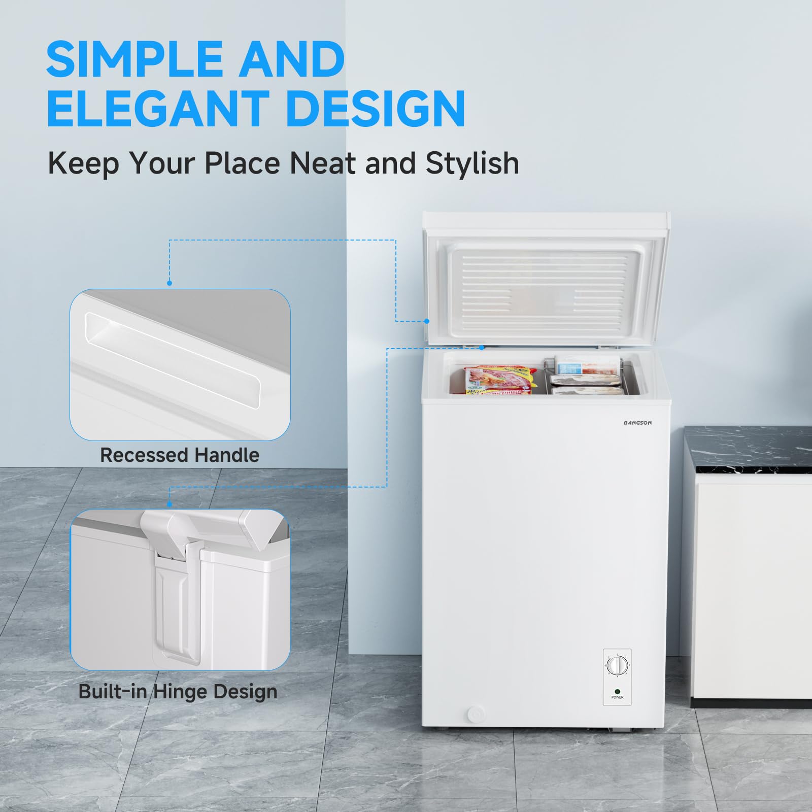 BANGSON Chest Freezer,3.5 Cu.Ft Freezer With Removable Basket,Adjustable Temperature Deep Freezer for Home/Dorms/Apartment/Office - CookCave