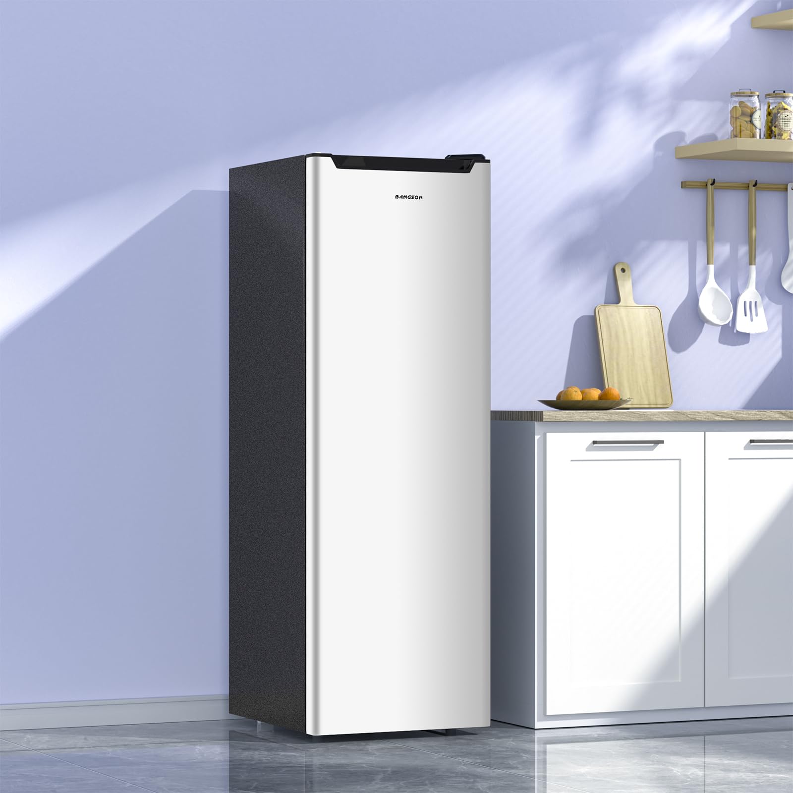 BANGSON Upright Freezer, 7.0 Cu.ft Stand Up Freezer, Convertible Upright Freezer/Refrigerator, Single Door for Kitchen,Garage, Office, Apartment, Silver - CookCave