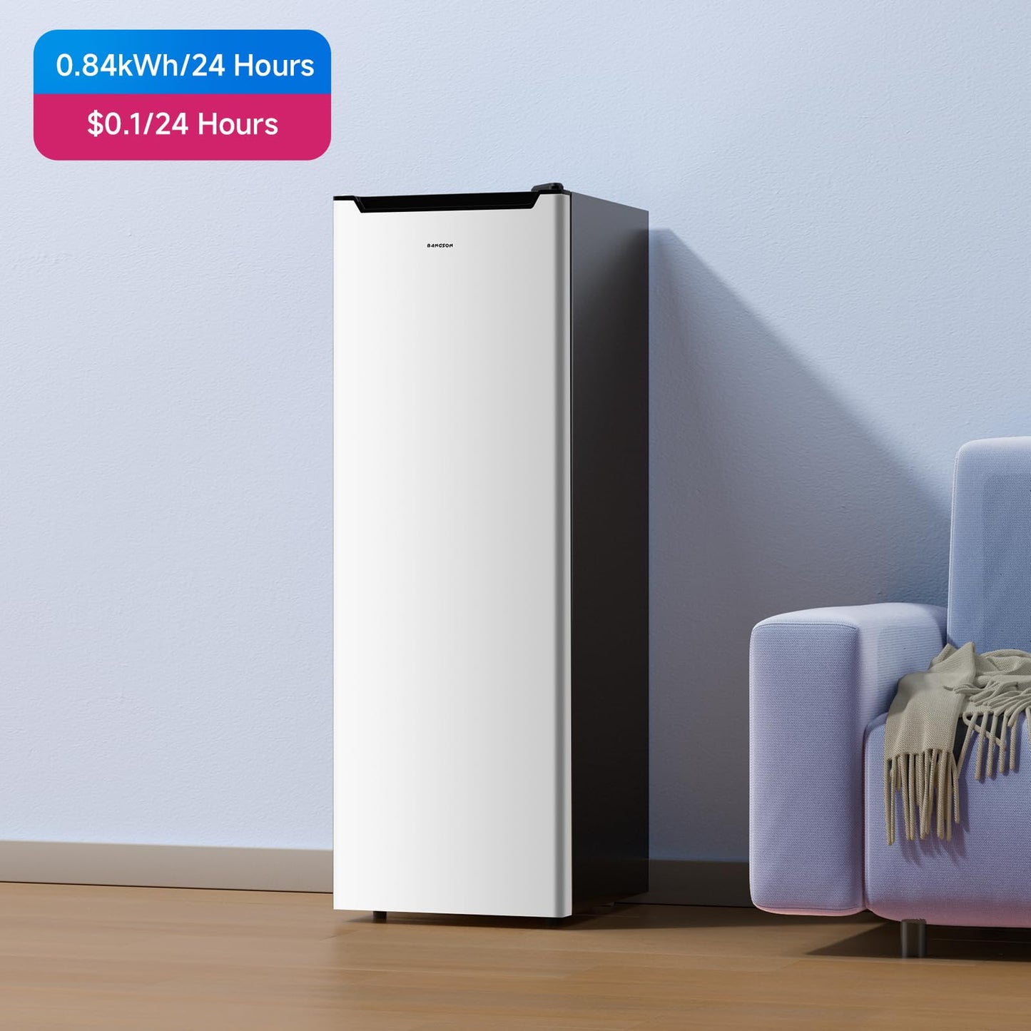 BANGSON Upright Freezer, 7.0 Cu.ft Stand Up Freezer, Convertible Upright Freezer/Refrigerator, Single Door for Kitchen,Garage, Office, Apartment, Silver - CookCave