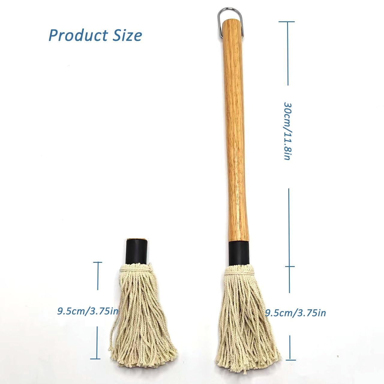Basting Mop Brush 15.5" for BBQ Grilling - Wooden Handle Detachable with 2 Replacement Heads &Silicone Brush - Grill Tools for Outdoor Cooking, Camping, Smoking - CookCave