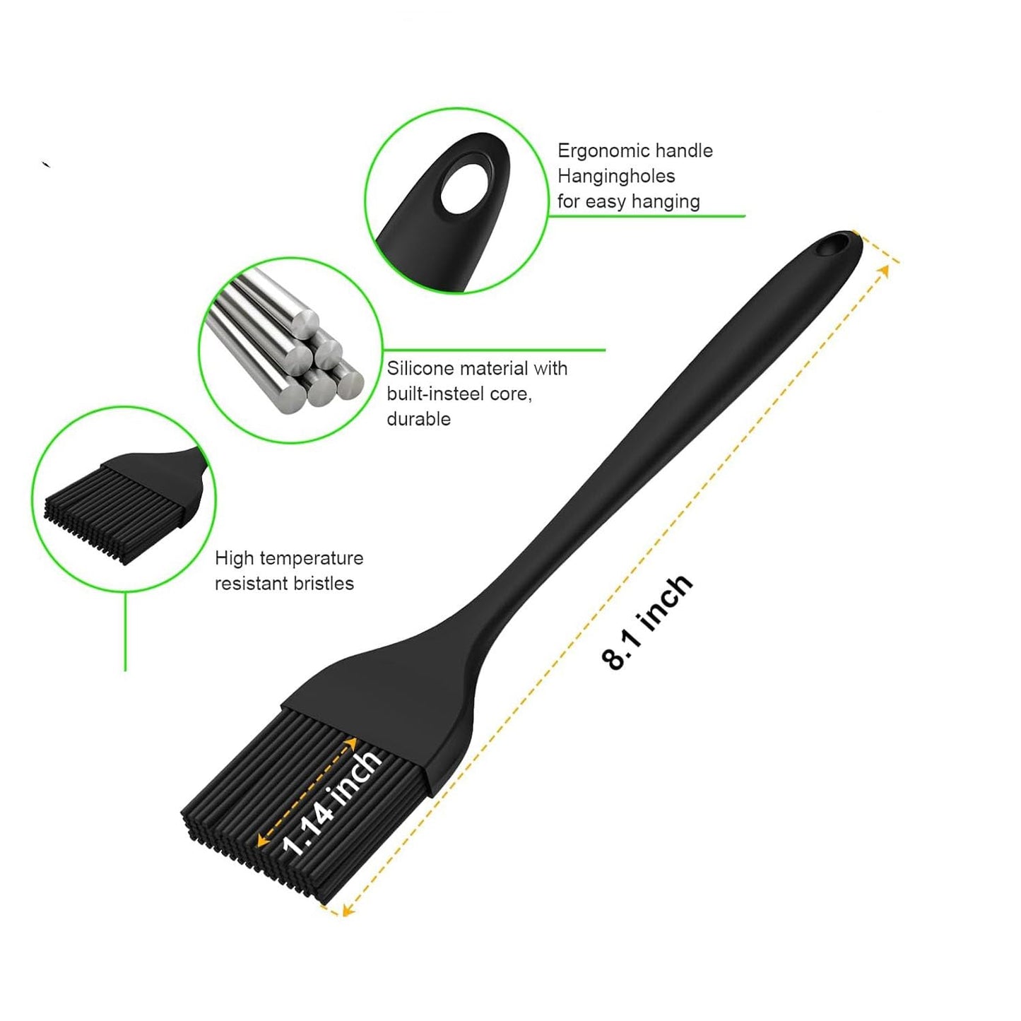 Basting Mop Brush 15.5" for BBQ Grilling - Wooden Handle Detachable with 2 Replacement Heads &Silicone Brush - Grill Tools for Outdoor Cooking, Camping, Smoking - CookCave