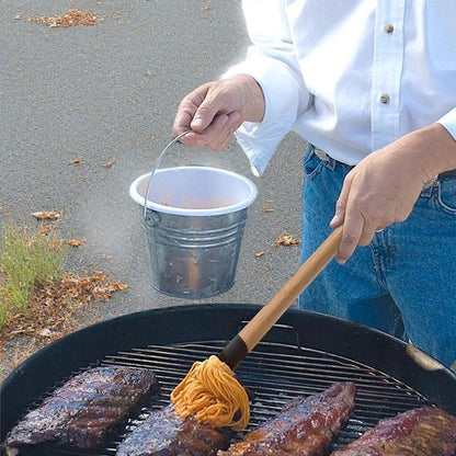 Basting Mop Brush 15.5" for BBQ Grilling - Wooden Handle Detachable with 2 Replacement Heads &Silicone Brush - Grill Tools for Outdoor Cooking, Camping, Smoking - CookCave