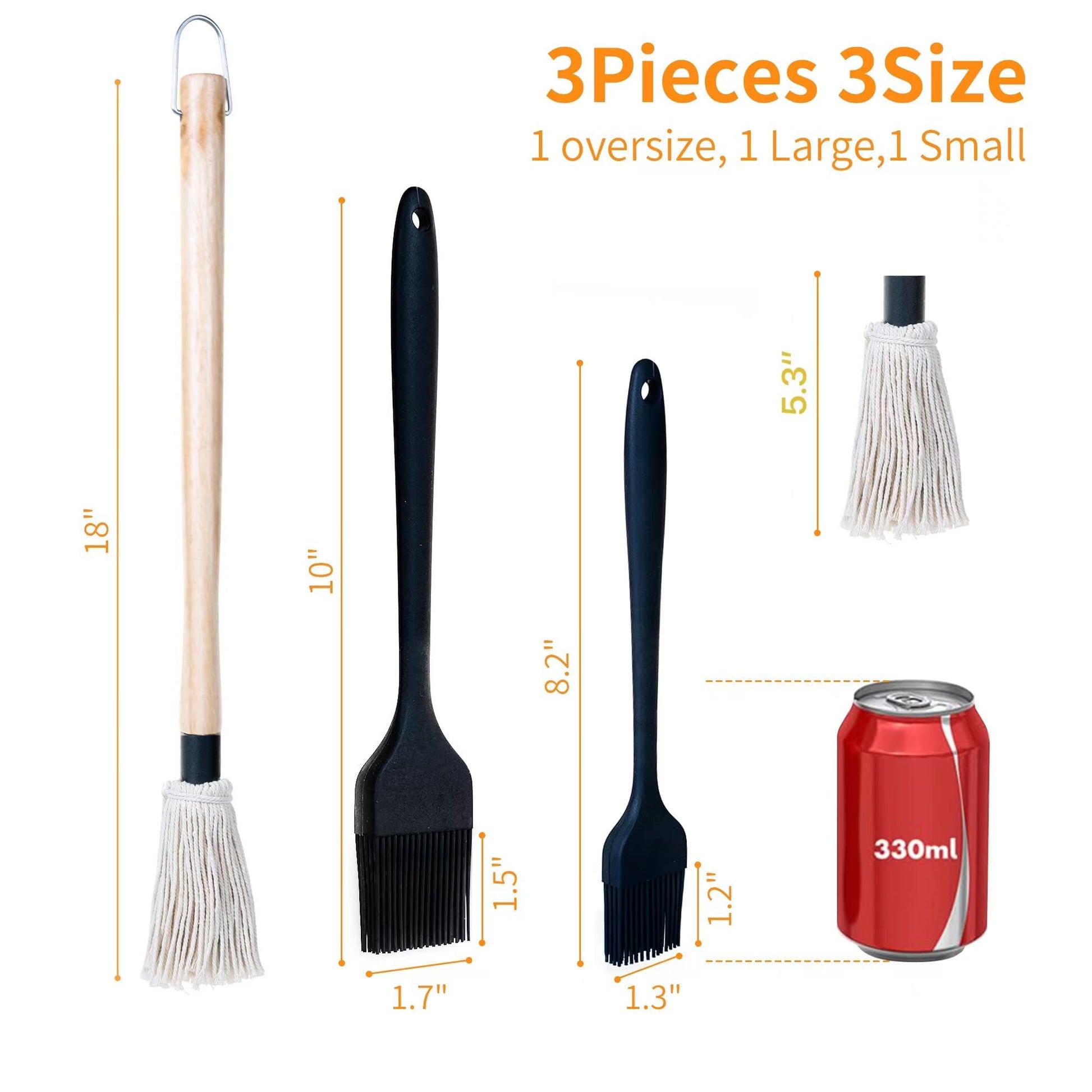 Basting Pastry Brush and BBQ Mop Cooking - ZQDFLME Sauce Brush Set with Heat Resistant Silicone Brushes for Grilling, Kitchen Cooking,Smoking Steak (4 pcs) - CookCave