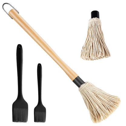Basting Pastry Brush and BBQ Mop Cooking - ZQDFLME Sauce Brush Set with Heat Resistant Silicone Brushes for Grilling, Kitchen Cooking,Smoking Steak (4 pcs) - CookCave