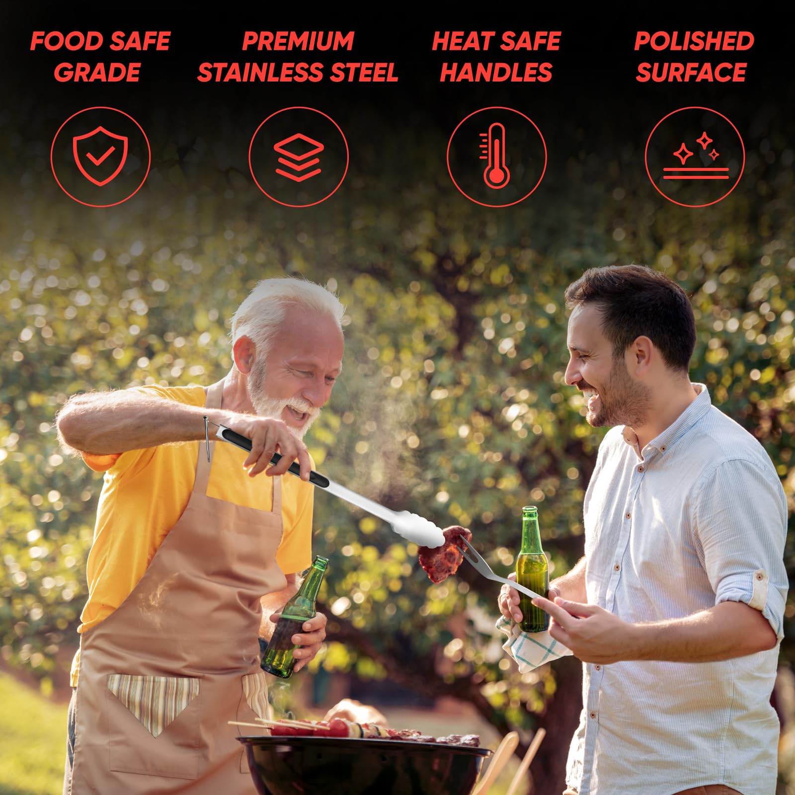 BBQ Accessories Grill Tools Set,Stainless Steel Barbecue Grill Accessories for Outdoor Grill,Barbecue Utensils Grilling Accessories Grilling Gifts for Men,Father's Day/Christmas/Thanksgiving Day - CookCave