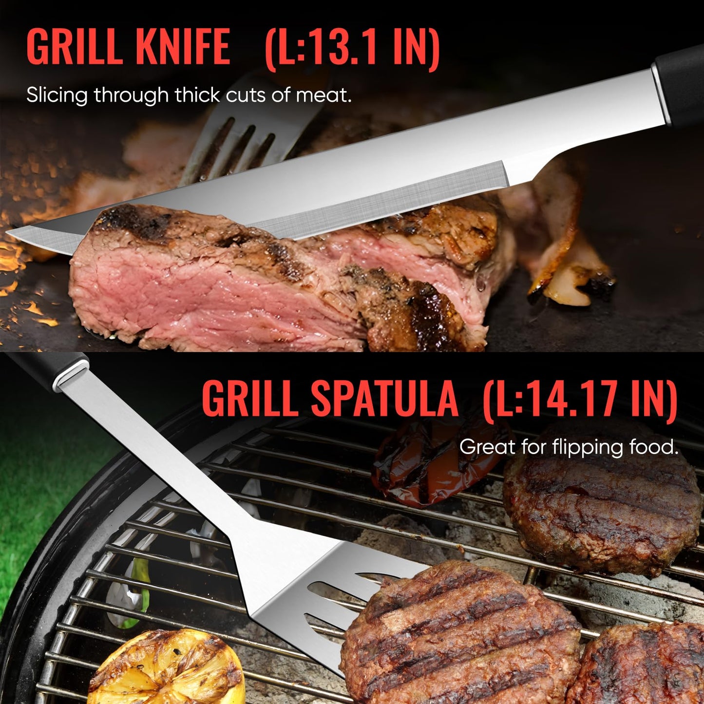 BBQ Accessories Grill Tools Set,Stainless Steel Barbecue Grill Accessories for Outdoor Grill,Barbecue Utensils Grilling Accessories Grilling Gifts for Men,Father's Day/Christmas/Thanksgiving Day - CookCave
