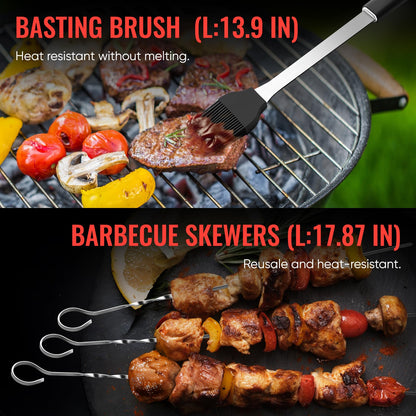 BBQ Accessories Grill Tools Set,Stainless Steel Barbecue Grill Accessories for Outdoor Grill,Barbecue Utensils Grilling Accessories Grilling Gifts for Men,Father's Day/Christmas/Thanksgiving Day - CookCave