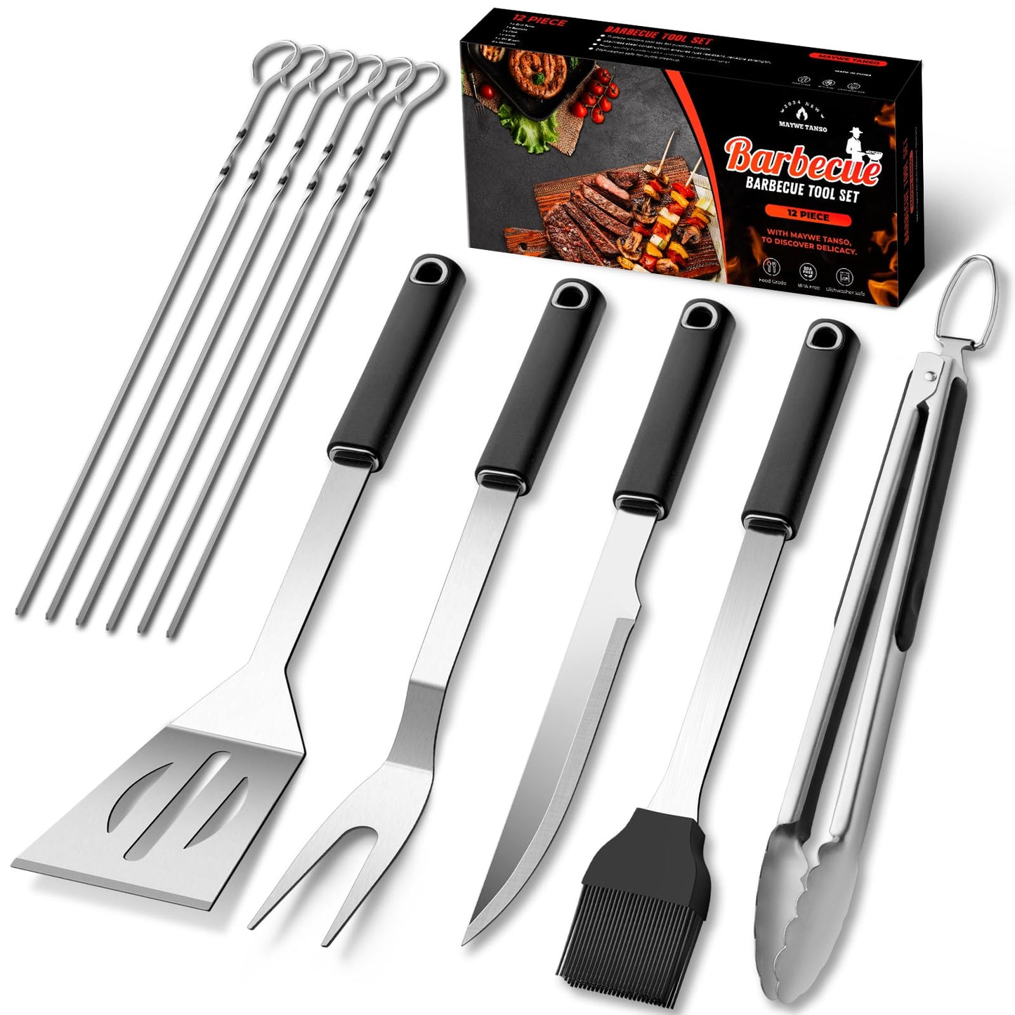BBQ Accessories Grill Tools Set,Stainless Steel Barbecue Grill Accessories for Outdoor Grill,Barbecue Utensils Grilling Accessories Grilling Gifts for Men,Father's Day/Christmas/Thanksgiving Day - CookCave