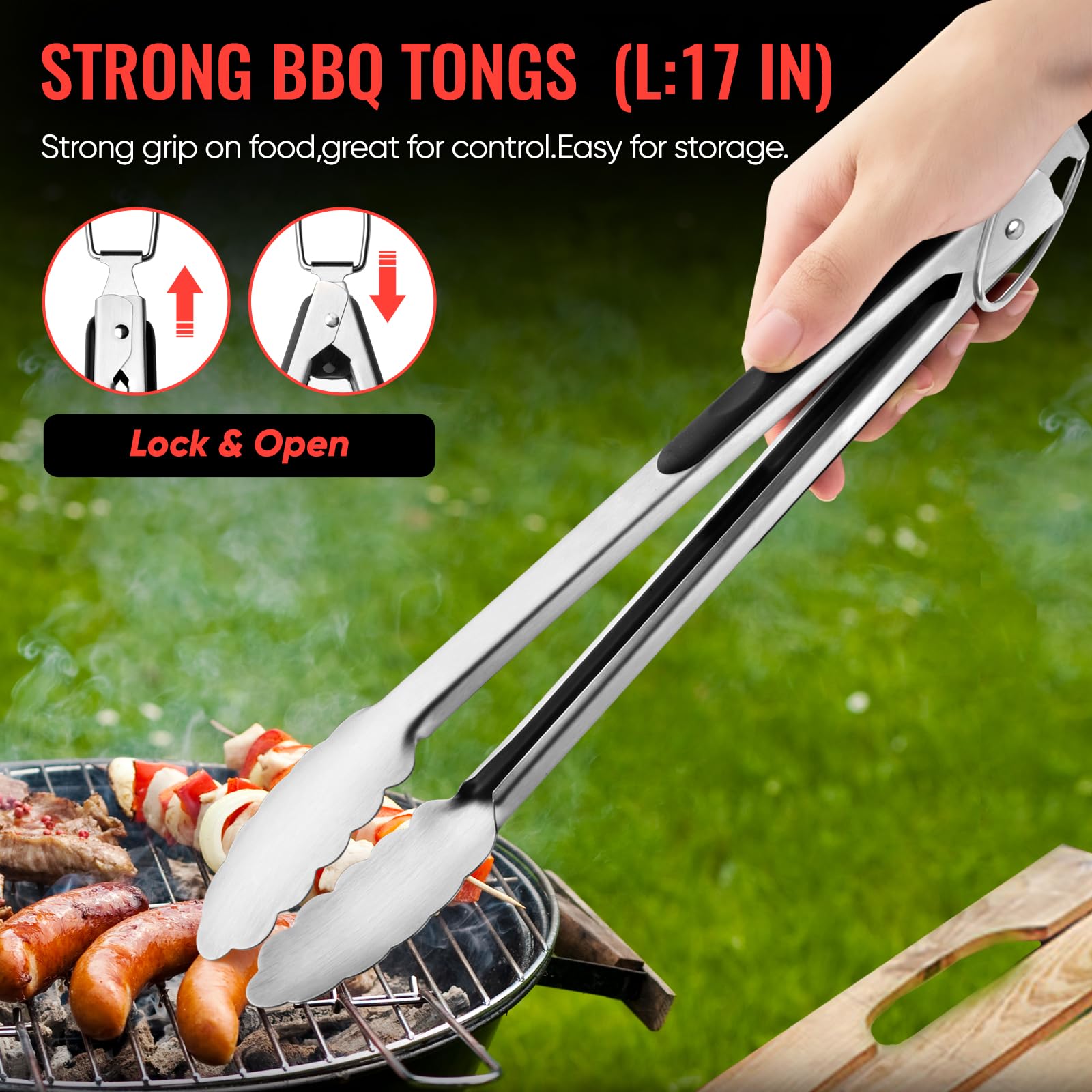 BBQ Accessories Grill Tools Set,Stainless Steel Barbecue Grill Accessories for Outdoor Grill,Barbecue Utensils Grilling Accessories Grilling Gifts for Men,Father's Day/Christmas/Thanksgiving Day - CookCave