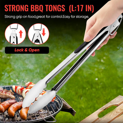 BBQ Accessories Grill Tools Set,Stainless Steel Barbecue Grill Accessories for Outdoor Grill,Barbecue Utensils Grilling Accessories Grilling Gifts for Men,Father's Day/Christmas/Thanksgiving Day - CookCave