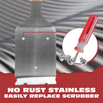 BBQ-Aid Grill Brush and Scraper for Barbecue – Grill Brush for Outdoor Grill with Extended, Large Wooden Handle and Replaceable Stainless Steel Bristles Head –No Scratch- BBQ Grill Brush for Any Grill - CookCave
