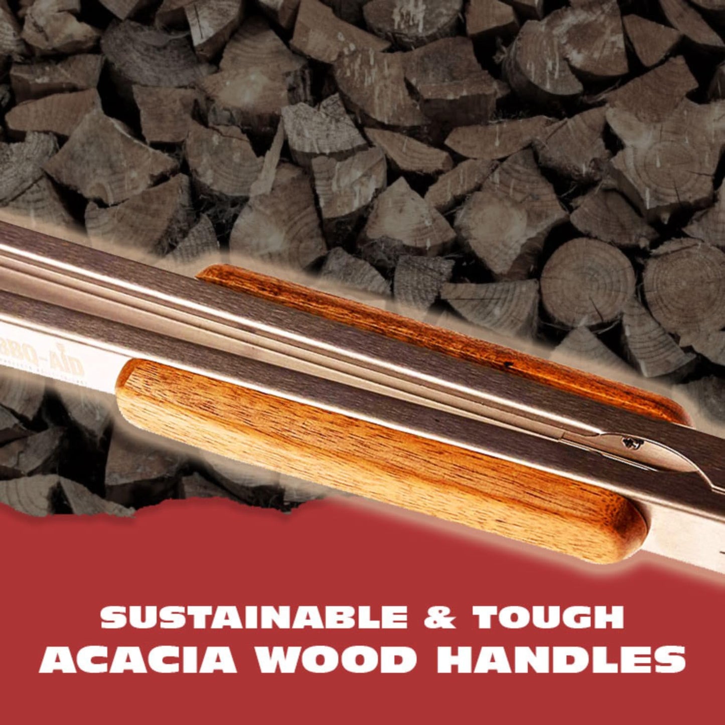 BBQ-AID Pro BBQ Tongs for Grill - 17" Professional Grade Barbecue Tongs for Cooking- Solid & Sturdy - Built with 304 Grade Stainless Steel and Acacia Wood - Heavy Duty Built to Last Kitchen essential. - CookCave