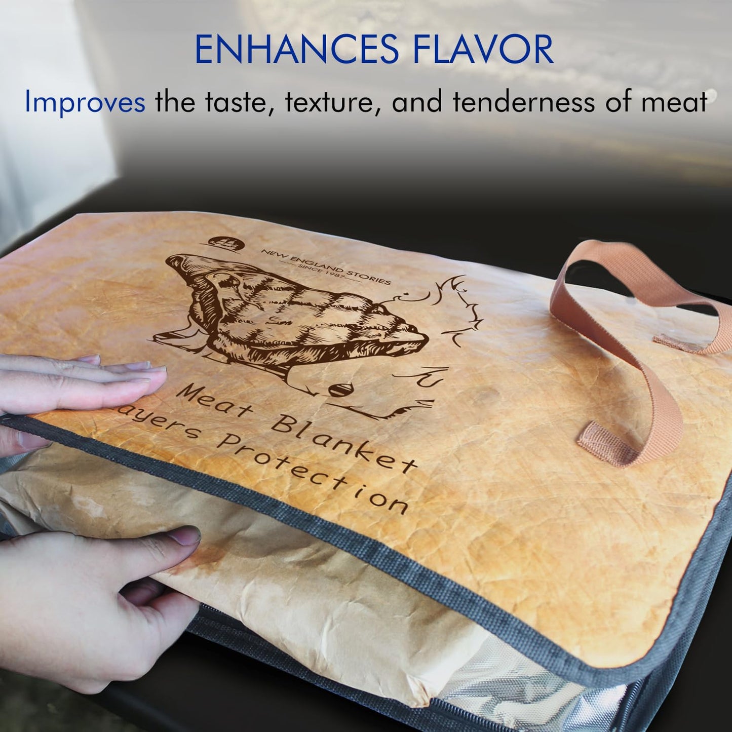 BBQ Blanket for Resting Meat, 5-Layer Insulated Meat Resting Bag for Moisture Retention and Perfect BBQ, Wide Mouth with Handle Design for Large Brisket/Pork Shoulders/Turkeys,Gifts for Men (Brown, 21 Inch) - CookCave