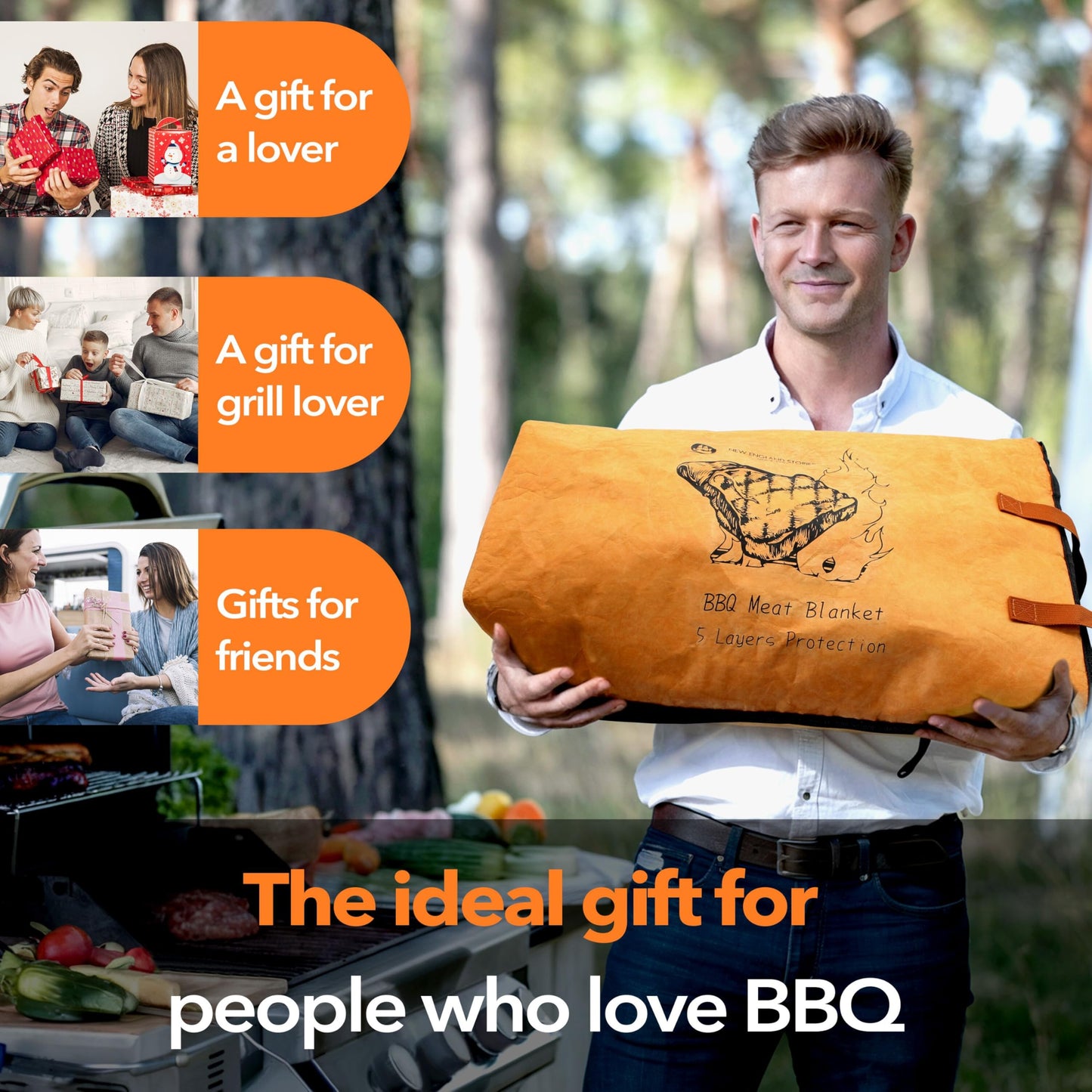 BBQ Blanket for Resting Meat, 5-Layer Insulated Meat Resting Bag for Moisture Retention and Perfect BBQ, Wide Mouth with Handle Design for Large Brisket/Pork Shoulders/Turkeys,Gifts for Men (Brown, 21 Inch) - CookCave