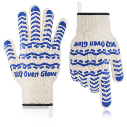 BBQ Gloves 932℉ Heat Resistant Oven Gloves, Cooking Gloves for BBQ, Grilling, Baking,Cutting, Smoker Fireplace-1 Pair(Blue) - CookCave