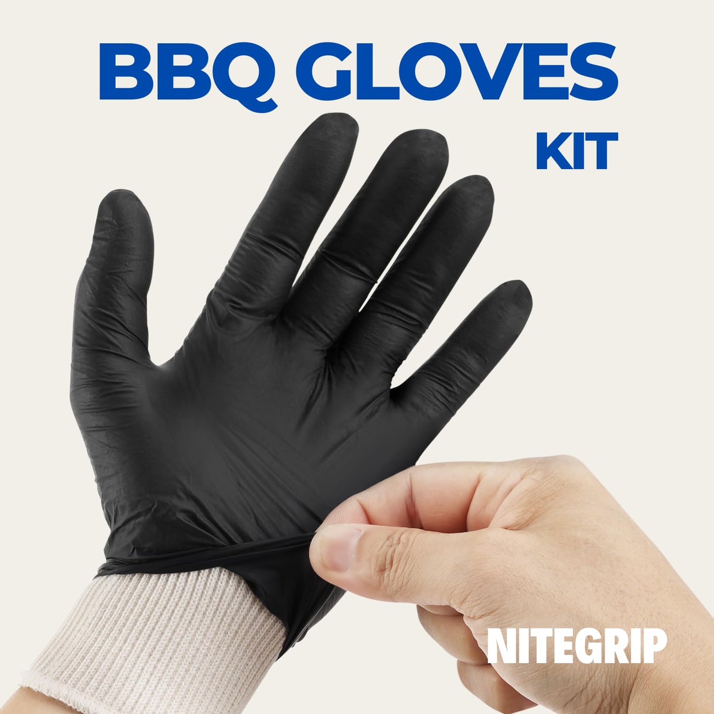 BBQ Gloves Set, 4 Cotton Glove Liners & 100 Disposable Nitrile Gloves - 5 Mil, for Heat Resistant Cooking, Grill, Food Prep & Smoker, Guantes de Barbacoa Nitrilo - CookCave