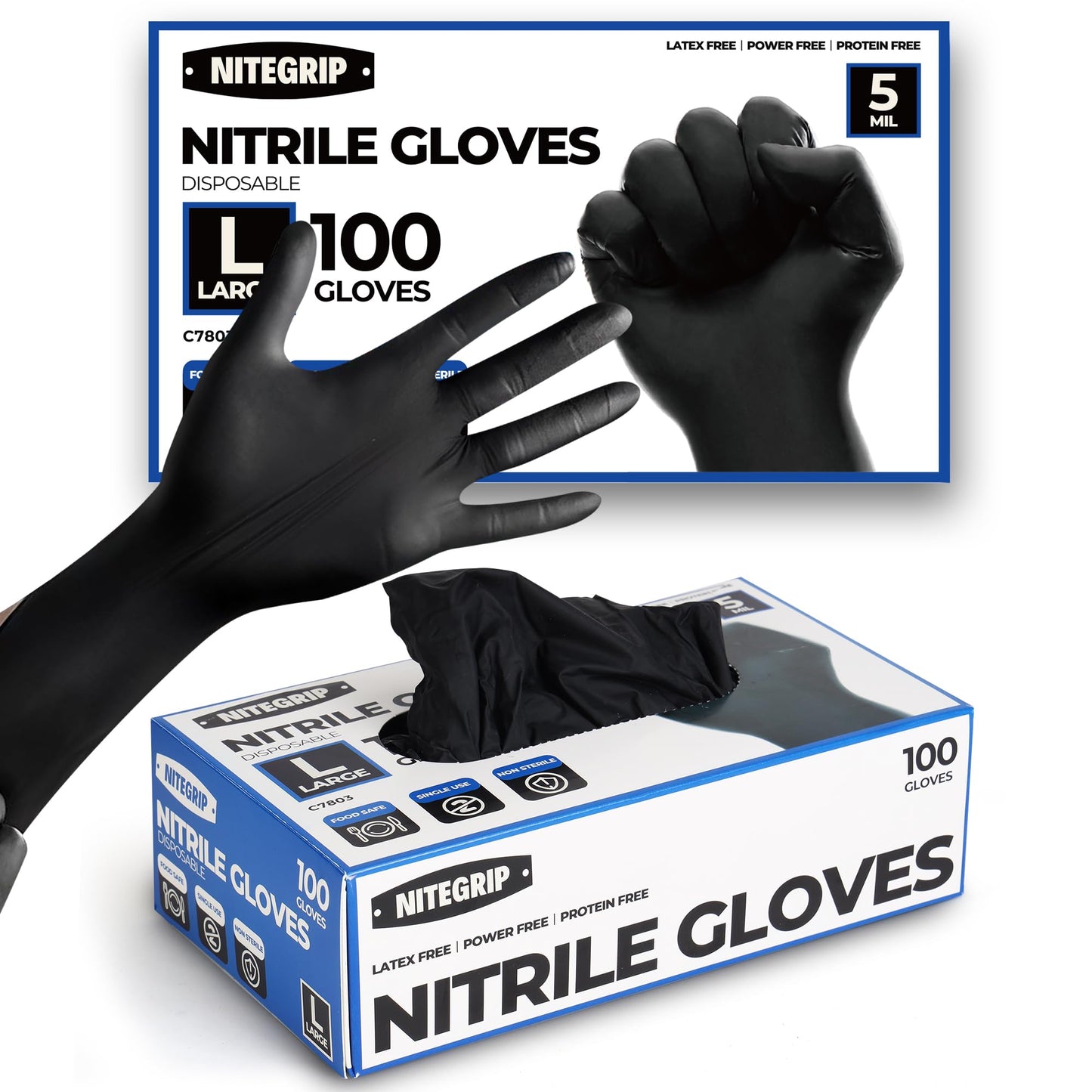 BBQ Gloves Set, 4 Cotton Glove Liners & 100 Disposable Nitrile Gloves - 5 Mil, for Heat Resistant Cooking, Grill, Food Prep & Smoker, Guantes de Barbacoa Nitrilo - CookCave