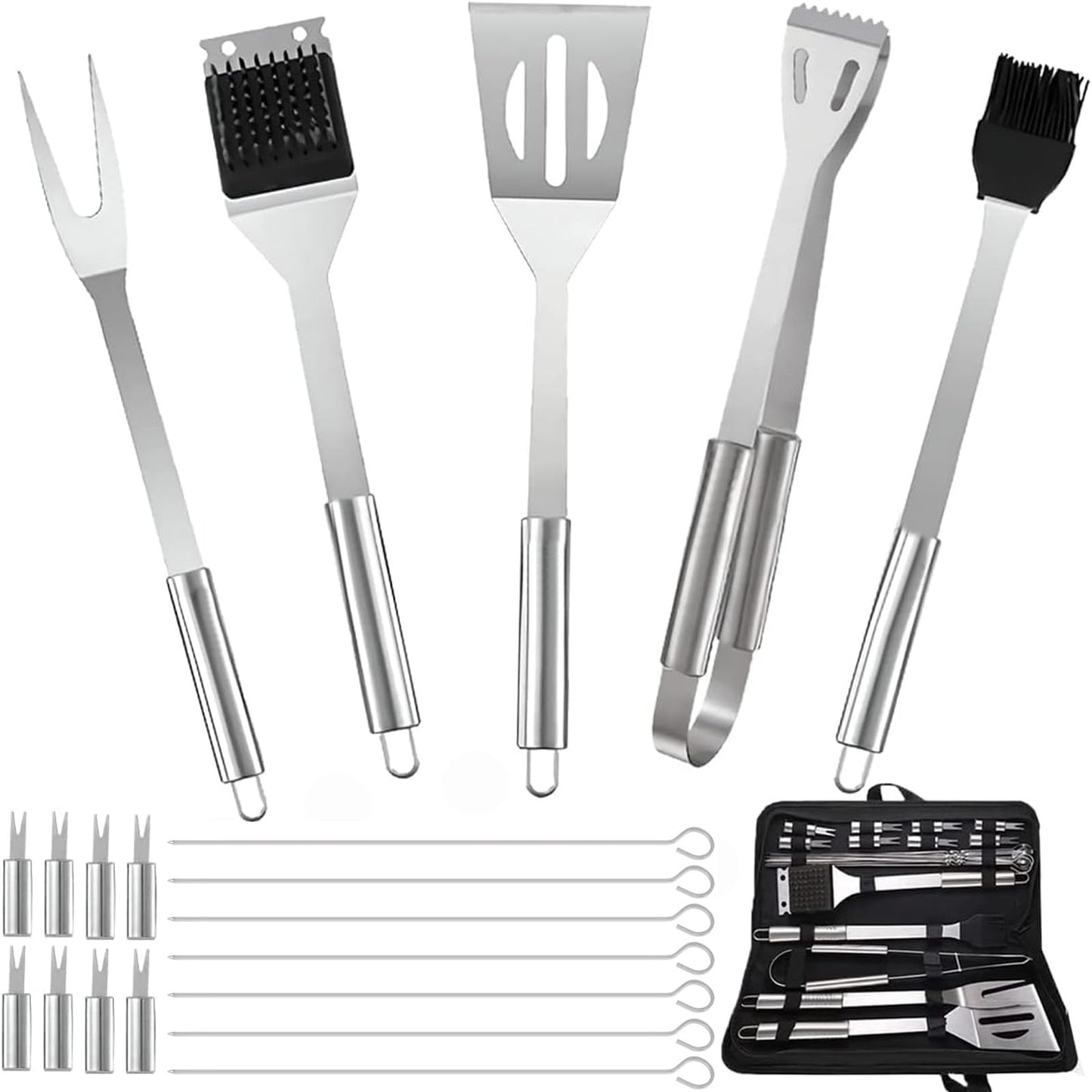 BBQ Grill Accessories Set, 20Pcs Barbecue Grill Tools, Stainless Steel BBQ Utensil Kit with Case for Smoker Camping, Great Choice for Outdoor Kitchen Cooking, Gift for Thanksgiving Day, Christmas - CookCave