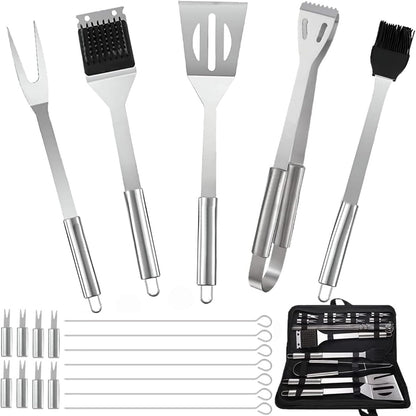 BBQ Grill Accessories Set, 20Pcs Barbecue Grill Tools, Stainless Steel BBQ Utensil Kit with Case for Smoker Camping, Great Choice for Outdoor Kitchen Cooking, Gift for Thanksgiving Day, Christmas - CookCave