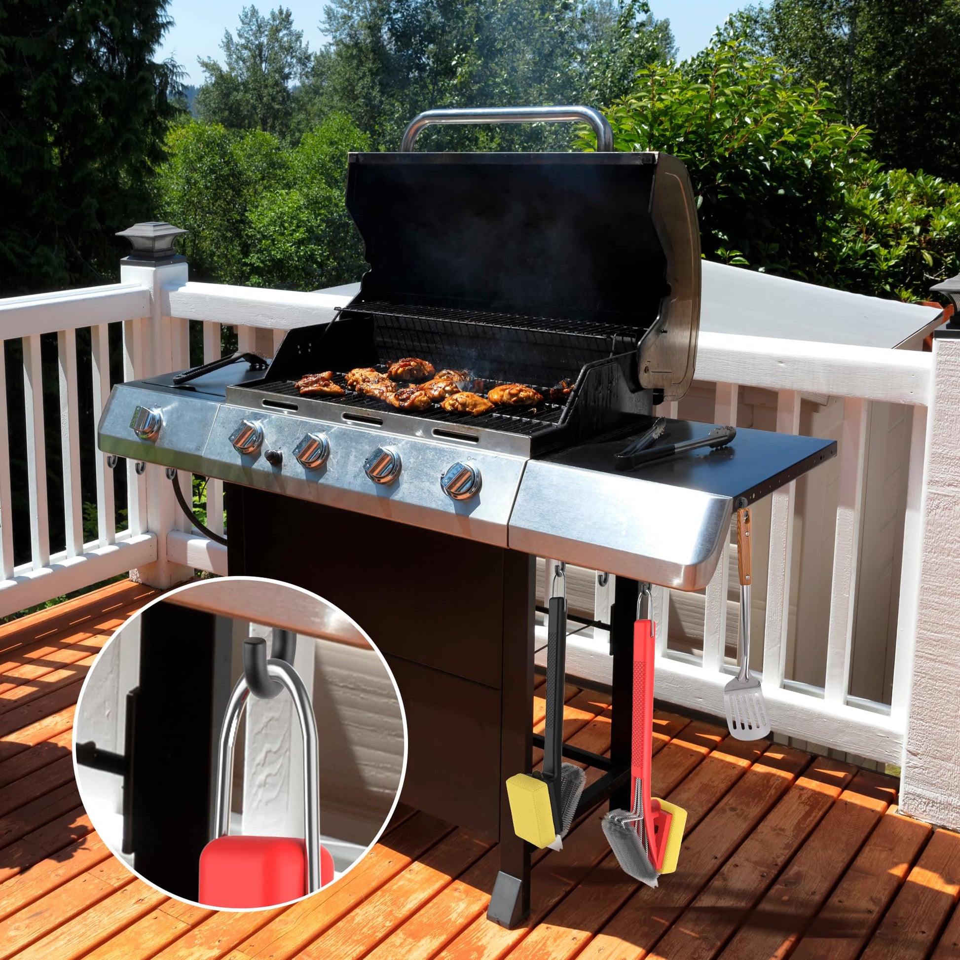 BBQ Grill Brush with Scraper-Removable BBQ Clearning Brush Head with Wire Bristles Brush & 2 Steam Brush-Grill Cleaner Brush Accessories for Gas/Charcoal Grilling Grates-Best - CookCave