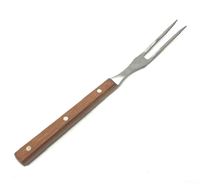 BBQ Grill Meat Fork, 13 inches Stainless Steel Cooking Fork with Wood Handle BBQ Fork Meat Fork Carving Fork - CookCave