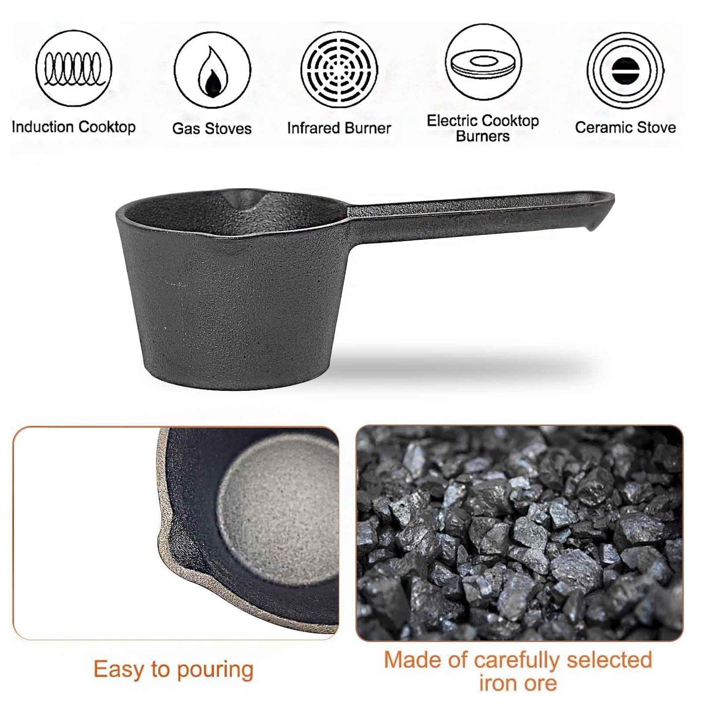 BBQ Mop Brush and Cast Iron Basting Pot - Grilling Tool Set with Basting Brush an Meat Shredder Claws for Meat Smoker, Grill and Stove(8pcs) - CookCave