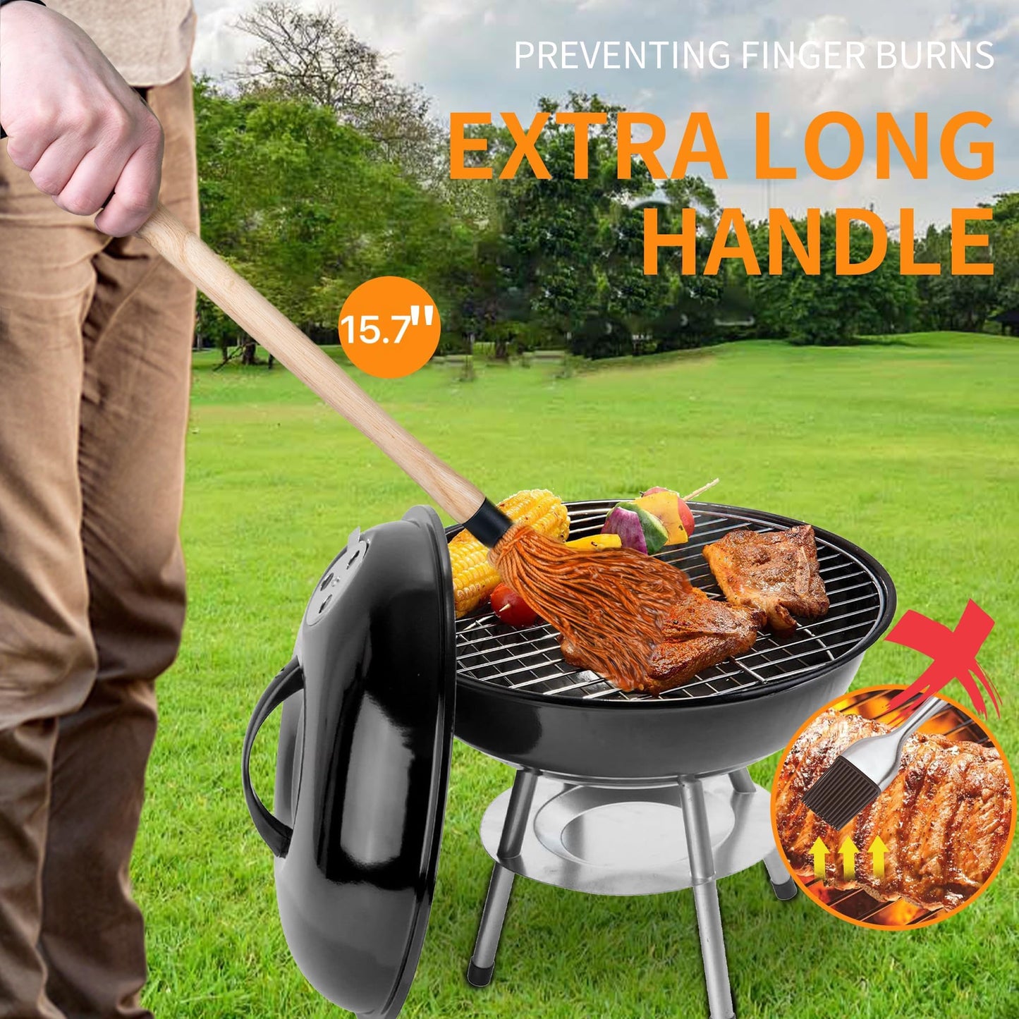 BBQ Mop Brush and Cast Iron Basting Pot - Grilling Tool Set with Basting Brush an Meat Shredder Claws for Meat Smoker, Grill and Stove(8pcs) - CookCave