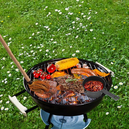 BBQ Mop Brush and Cast Iron Sauce Pot Set, 11-in-1 Value Pack includes 2Pcs Wooden Long Handle, 6 Brush Heads, 1 Cast iron BBQ Pan and 2 Silicone Brushes for Grilling all Types of Ingredients - CookCave