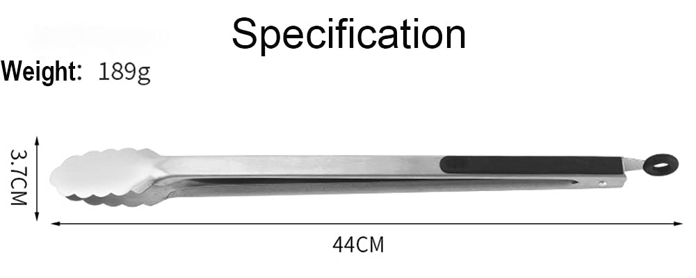 BBQ Tongs for Grilling, 17" Long Kitchen Cooking Stainless Steel Heavy Duty Locking Grill Tongs with Soft Grip Silicone Handle - CookCave