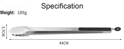 BBQ Tongs for Grilling, 17" Long Kitchen Cooking Stainless Steel Heavy Duty Locking Grill Tongs with Soft Grip Silicone Handle - CookCave